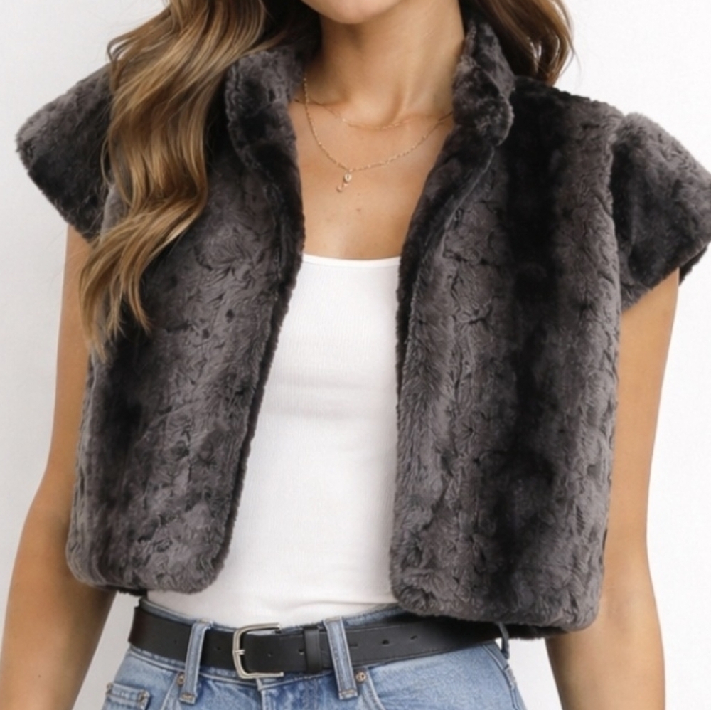 Marc Bouwer Faux Fur Crop Bolero Jacket S